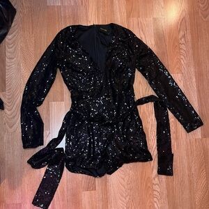 Black sequin romper
